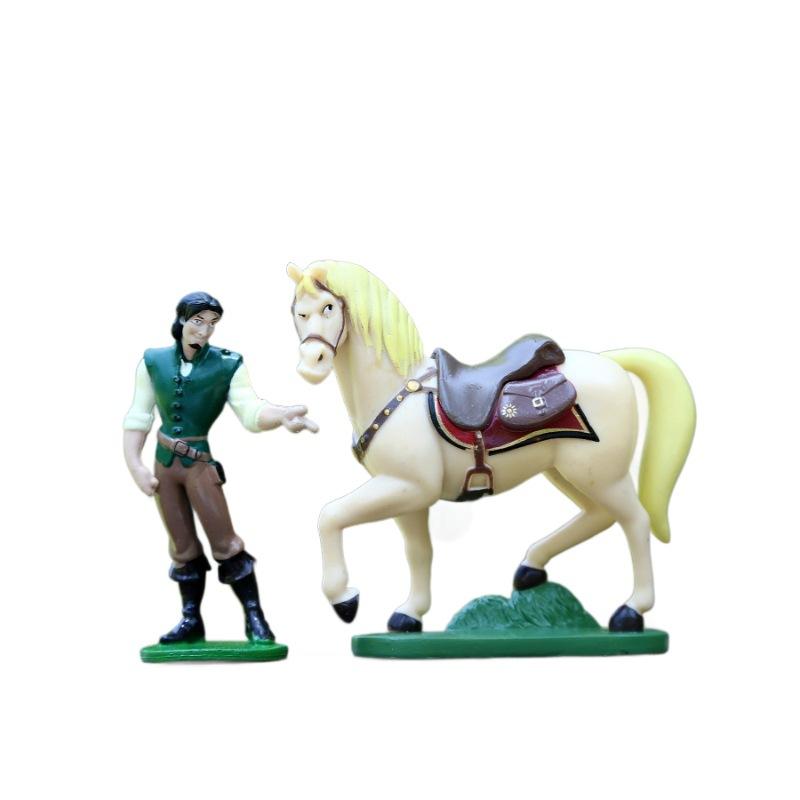 5pcs Disney Tangled Rapunzel and Flynn Knight Couple Character Set Anime Action Figure Model Desktop Cake Decoration Gift