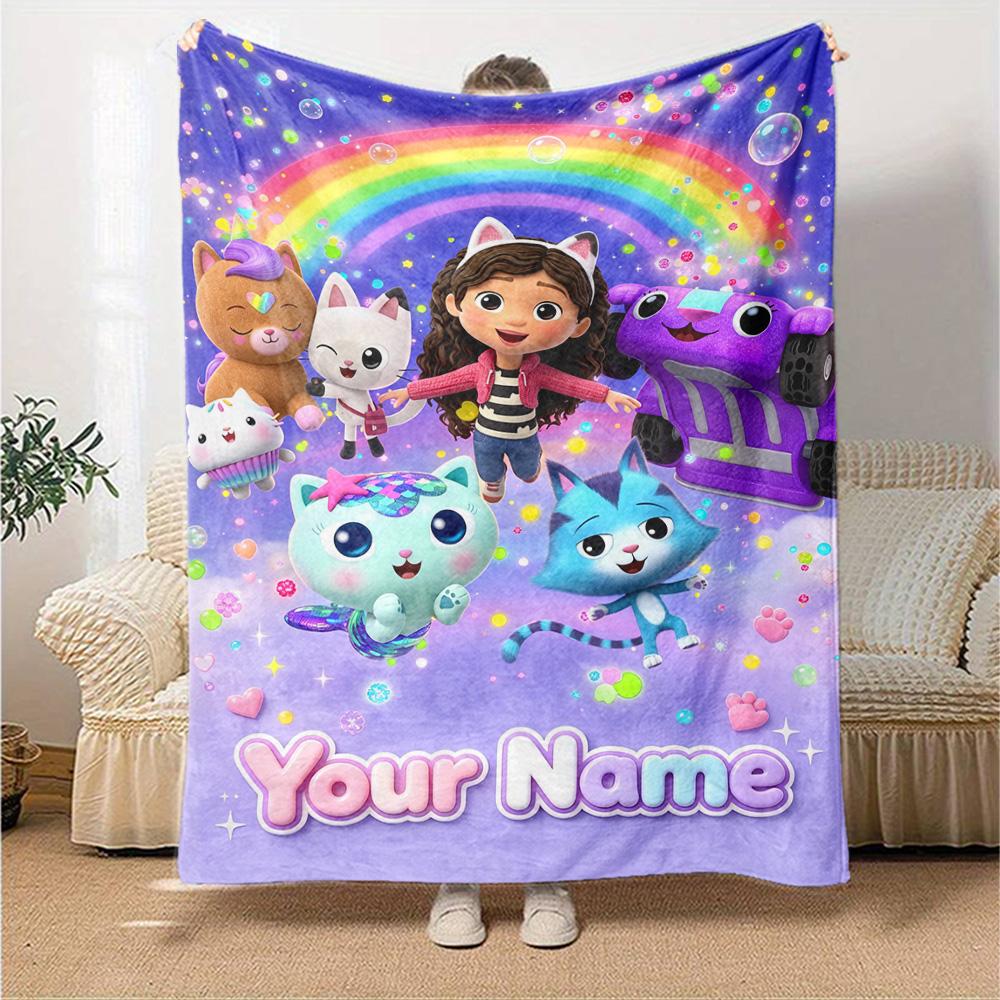 Name Custom Gabby Print Flannel Blanket High Quality Warm Comfortable Cover for All Seasons Perfect for Gifts Home Decor