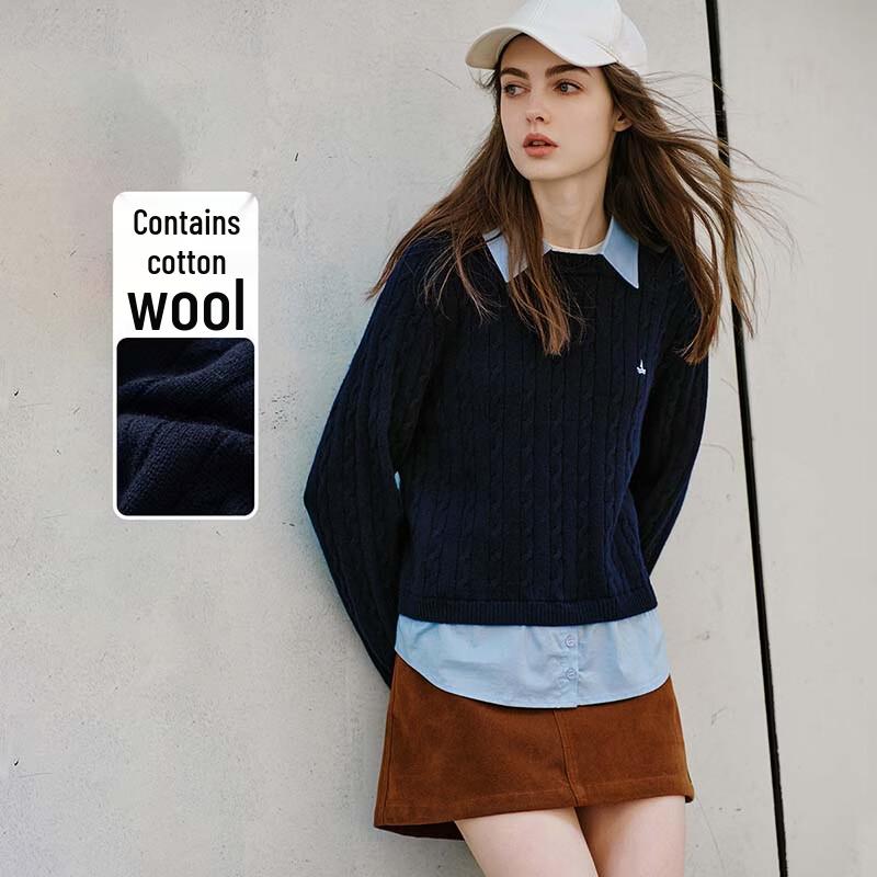 Navigare Women s Cable Knit Cotton Blend Pullover Sweater S