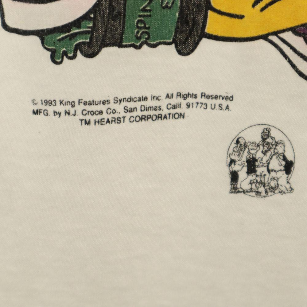 NJ CROCE 90s Old USA made Long sleeve Popeye Cut L white Ron T Men's Used