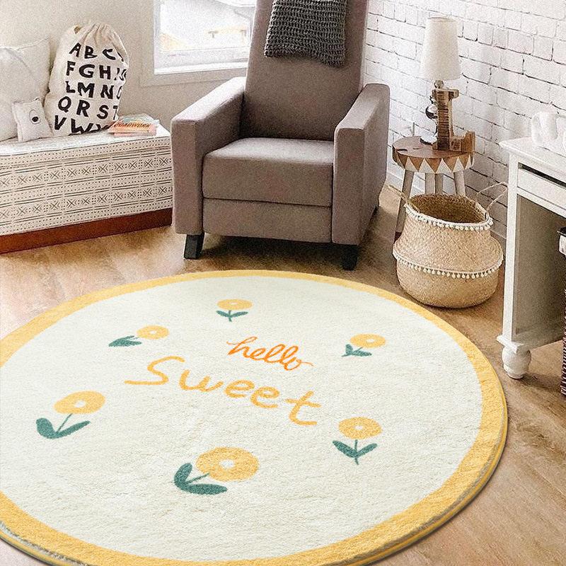 Modern Simple Round Rug Non-Slip Soft Cozy Machine Washable Floor Mat Trendy Look for Study Office Living Room