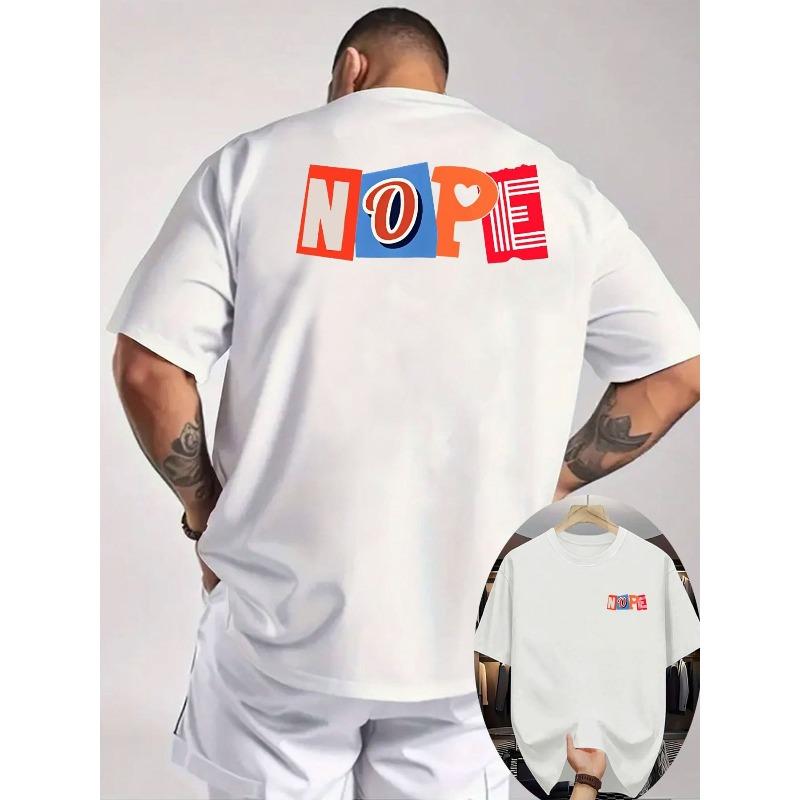 

Men S Casual Tee Featuring a White Print with Vibrant Letters And a Heart And Book Design on The Back, Along with a Small NOPE Text on The Chest S белый