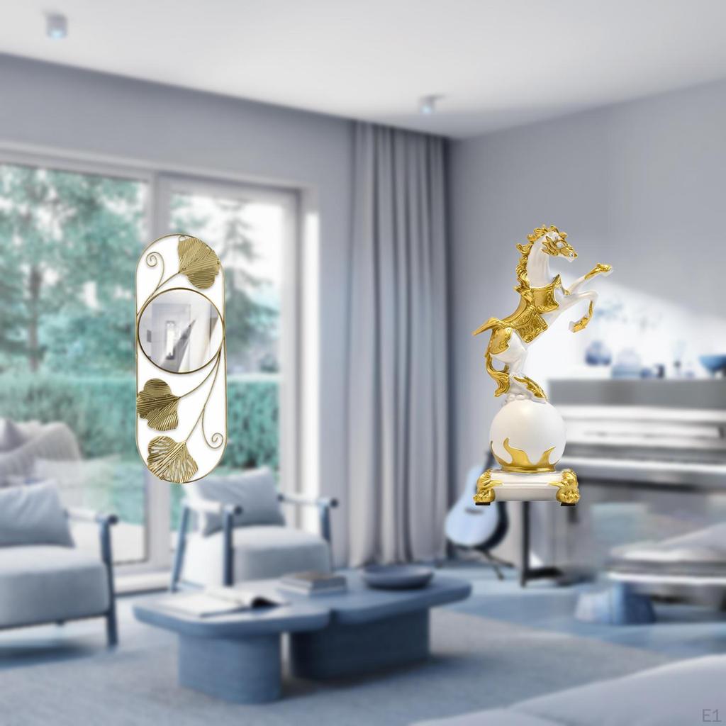 Wall Mirror for Living Room Hallway Modern Horse Figurine Animal Sculpture Collection Tabletop