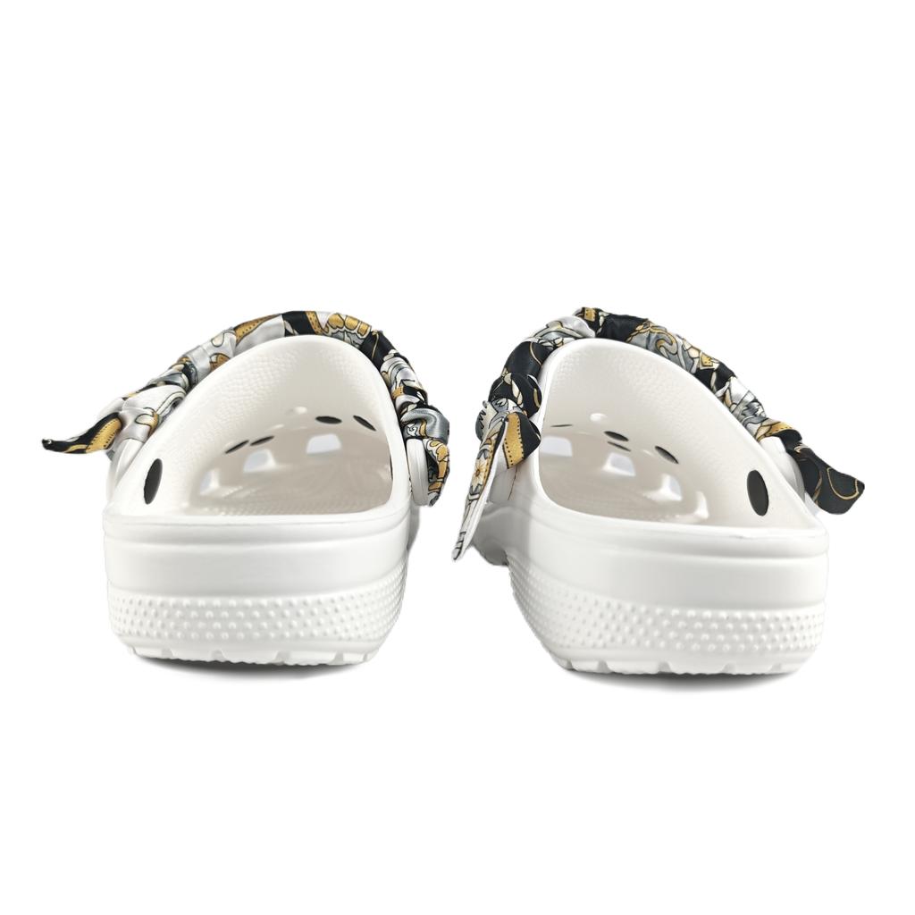 Crocs Crush Clog EVA Graffiti Claw Decorative Buckle Hand Painted Casual Fashion Versatile Hole Shoes Unisex White