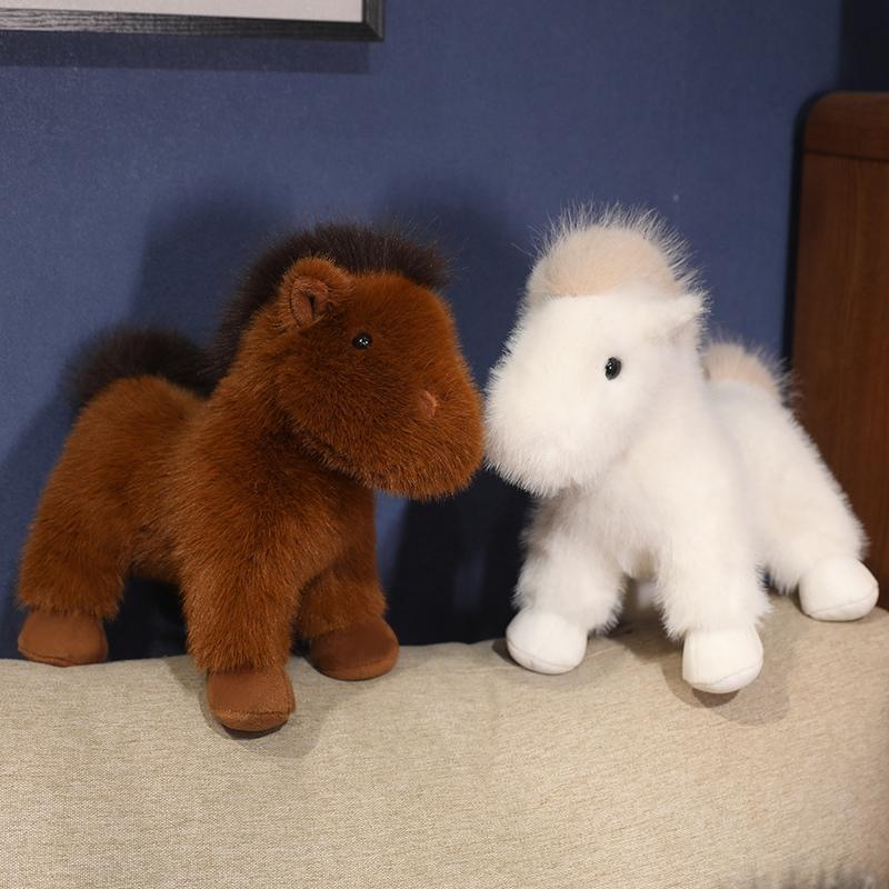 2335Cm Simulation Cute Horse Plush Doll Brown White Long Hair Animal Horse Plush Toy Home Decoration Birthday Gift For Boys