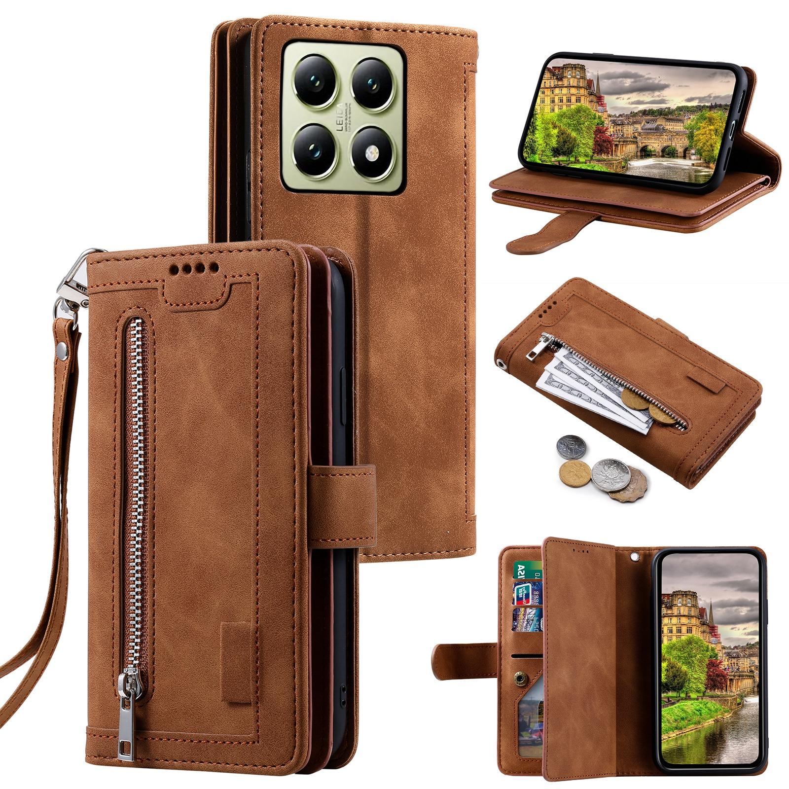 

Чехол для Xiaomi 14T Pro из ПУ кожи, чехол для телефона с кошельком на молнии, 9 отделений для карт A