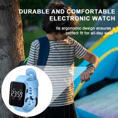 Casual Digital Sport Ρολόγια LED Ψηφιακή οθόνη Ρολόι βραχιολίου σιλικόνης με μεγάλο τετράγωνο καντράν εργονομικής σχεδίασης