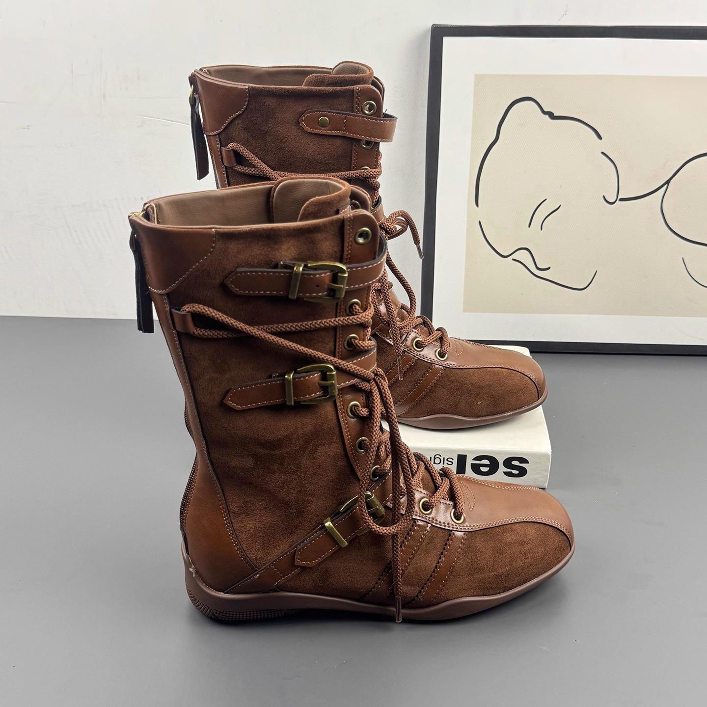 

Niche design boxing boots women s inner heightening suede Maillard short Martin boots sports retro western boots 40 темно-коричневого кольору