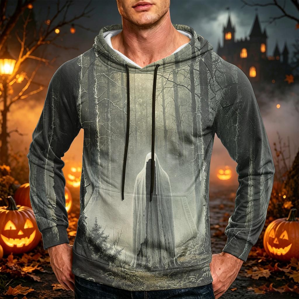 Men's Loose Fit Graphic Pullover Hoodie with Pocket and Drawstring Casual Sweatshirt