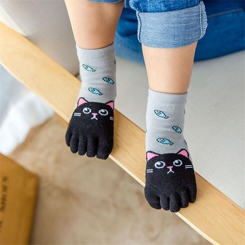 Kindersocken Für Mädchen Jungen Mode Fünf Finger Druck Kinder Jungen Mädchen Socke Cartoon Baumwolle 3-12J Vier Jahreszeiten Socke
