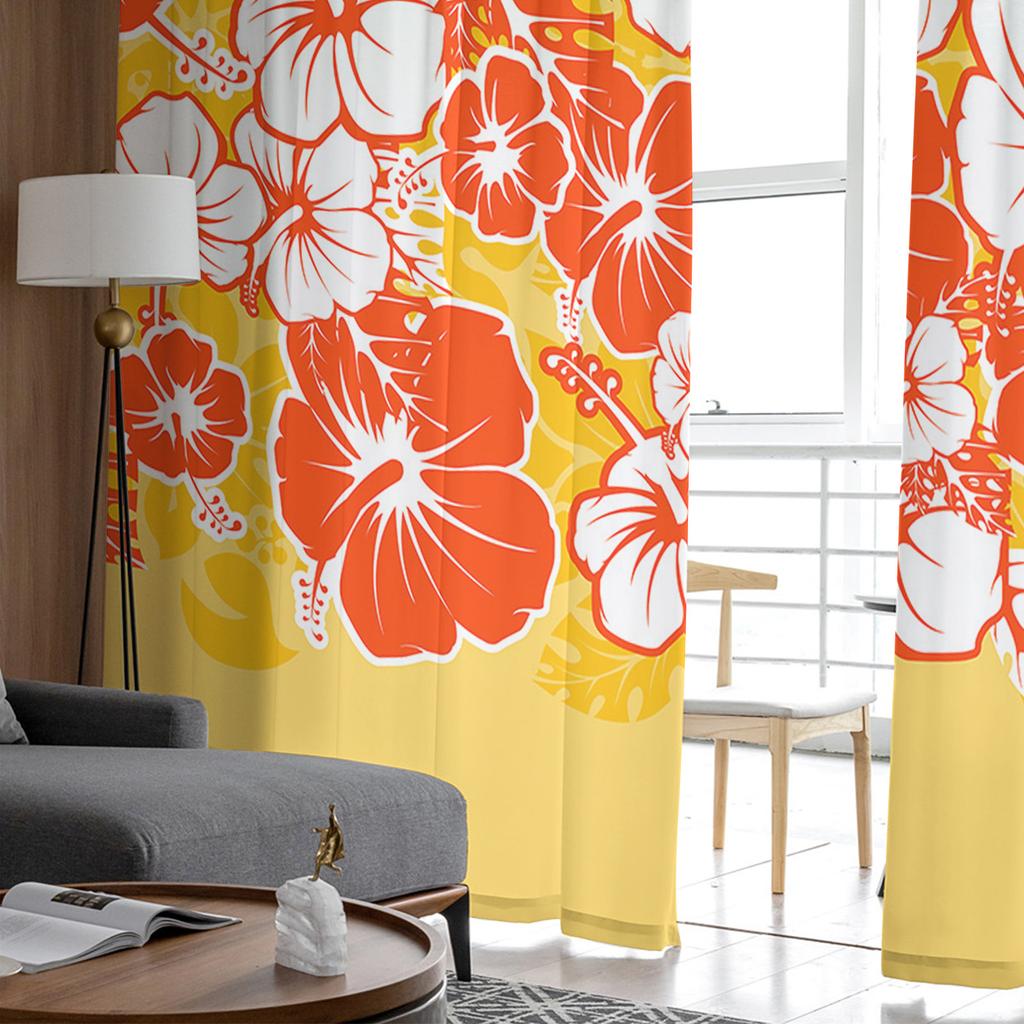 Hawaiian Tropical Flower Summer Voile Sheer Curtains Living Room Window Chiffon Tulle Curtain Kitchen Bedroom Drapes Home Decor