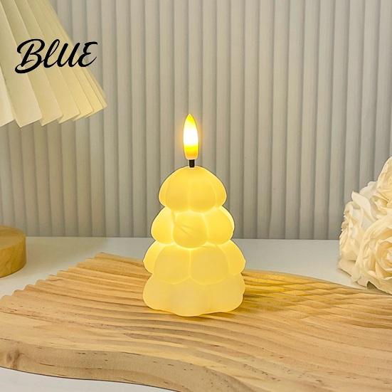 Christmas Party Table Centerpieces Tree Shaped Flameless LED Candles, Battery Operated Flickering Candle Dorm Room Bedside Lights Light, Holiday