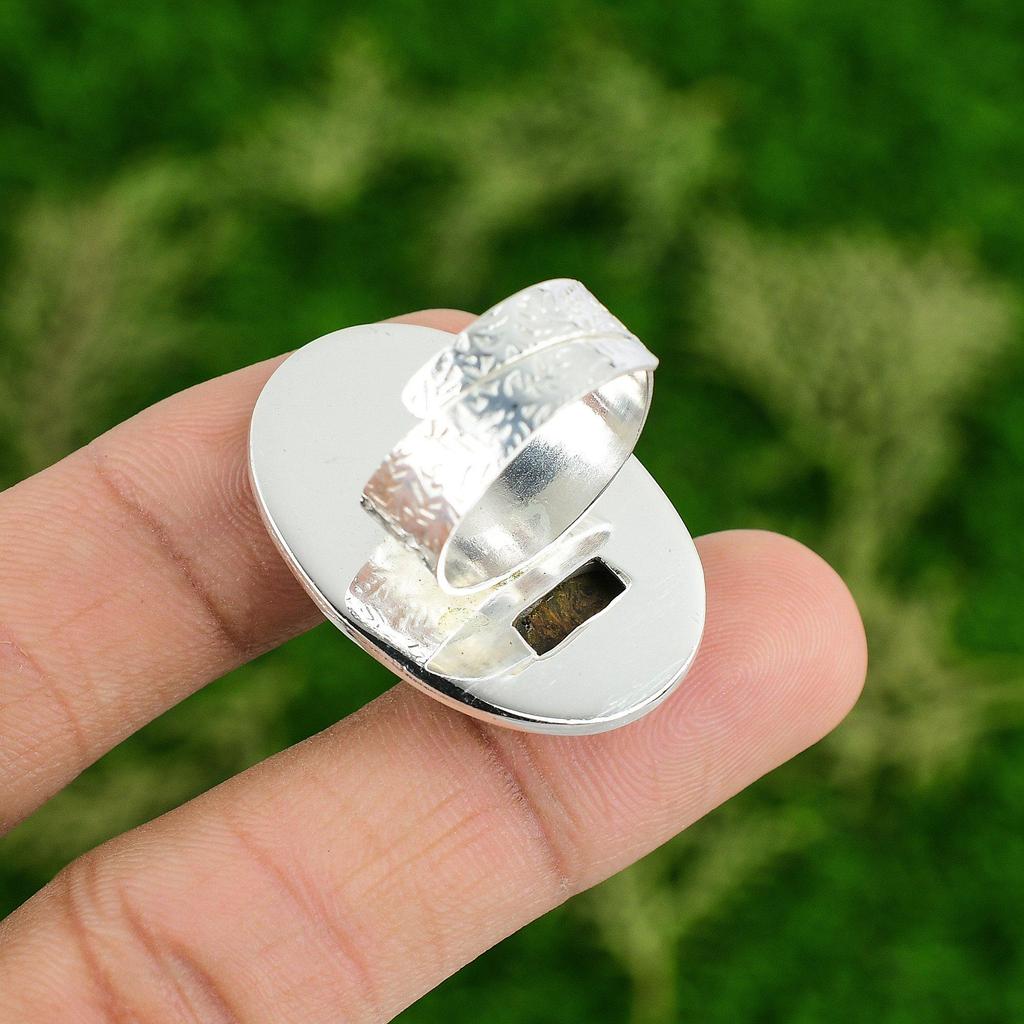 Gift For Her 925 Silver Natural Golden Pietersite Promise Adjustable Ring