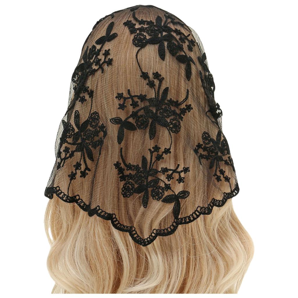 Embroidered Lace Triangle Scarf Flower Headband Lace Headscarf Bandana Headband Elegant Scarf Shawl 135x45cm for Woman