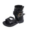 Girls Open Toe High Ankle Sandals Roman Style Princess Shoes Kids Ages 4-12 Rubber Sole Side Zip