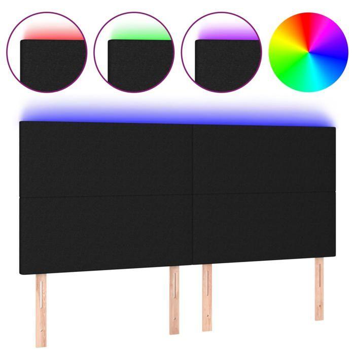VidaXL Tête de Lit à LED Meuble de Chambre à Coucher Accessoire de Lit Double Tête de Cadre de Lit Intérieur Noir 3122160