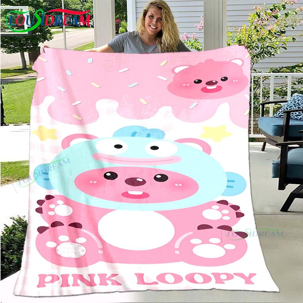 Hot Fashion Cartoon Pattern Blanket Flannel Thin Blanket Portable Home Travel Office Lunch Break Blanket L-Loopy Birthday Gift