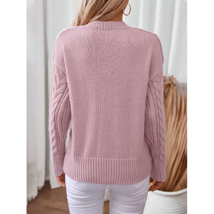 Rose Beauty A V-neck Pullover Women's Knitwear Autumn and Winter New Vintage Twisted Pattern Sweater