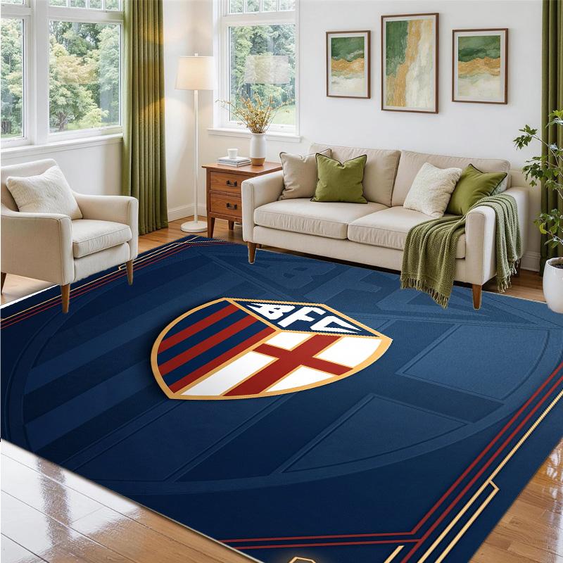 Bologna FC Design Crystal Velvet Rug Soft Decorative Mat for Bedroom Entrance