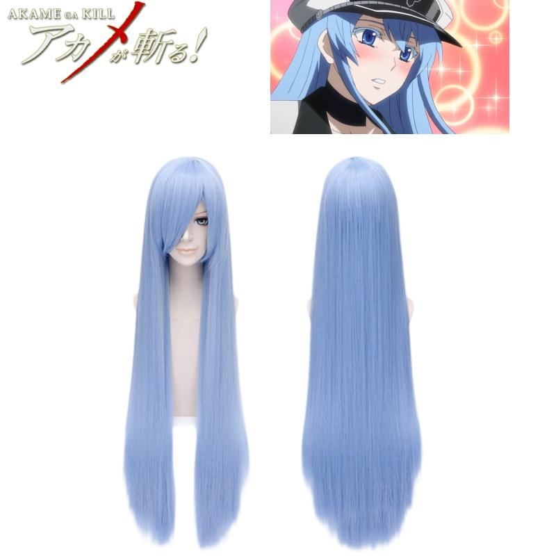 Esdeath Cosplay Wig 100cm Ice Blue Hair Natural Style European Brand