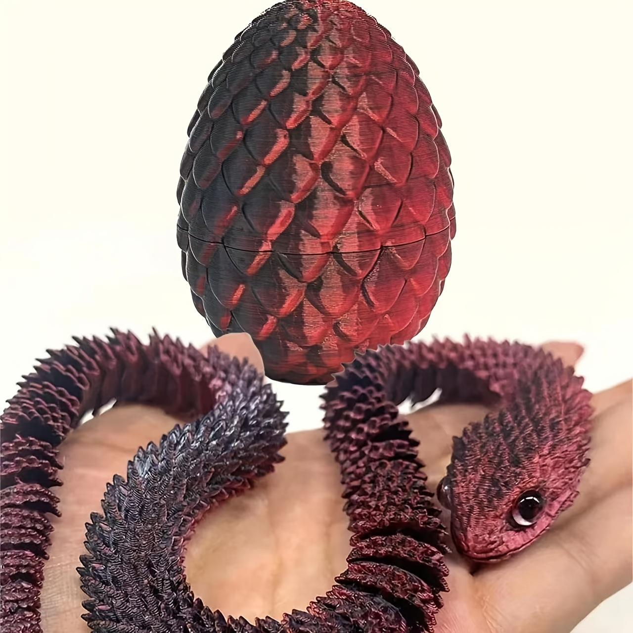 

3D printing toy snake egg viper 3D printing halloween animal model luminous children s birthday gift 8.5Cm black red