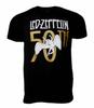 Official Led Zeppelin 50th Anniversary Gold Mens Black 100% Cotton T-shirt Mens Tees Top Led Zeppelin Tee