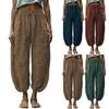 Calças de Perna Larga para Mulheres Fluidas com Cordão Cintura Elástica Calças com Bolsos Roupas de Verão para Férias na Praia