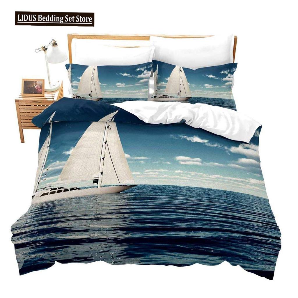 Sailing Ship Pattern Duvet Cover Set 3D Print Boat For Kid Teen Adult Bedding Set Polyester Comforter Cover Full King Twin Size