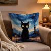Anime Starry Sky Art cat Pillow Case Soft Plush Cushion Cover Double Print and Invisible Zipper for Sofa Home Car Use