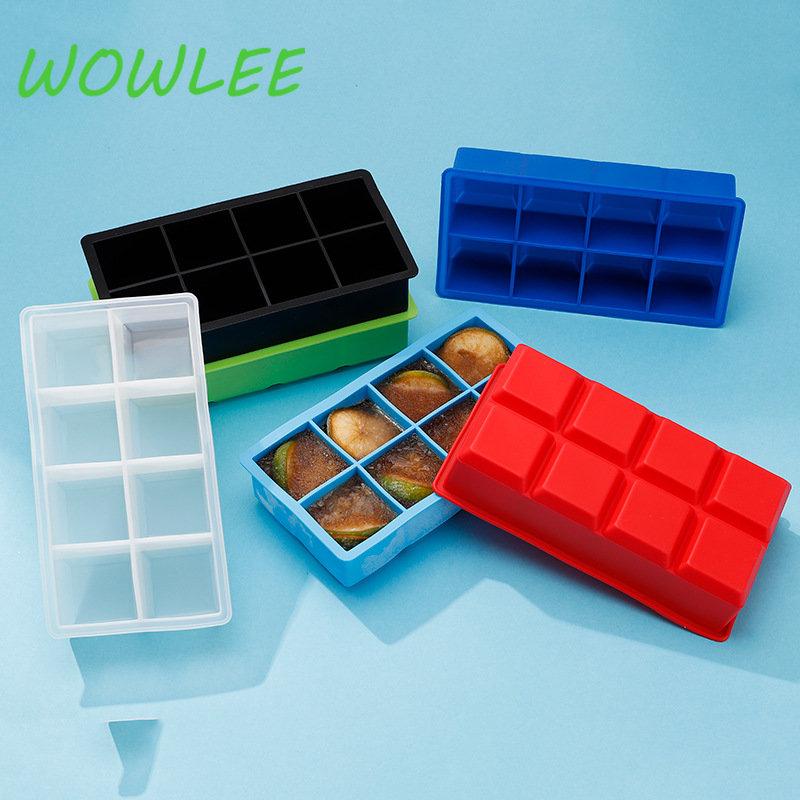 Livsmedelsgodkänd Silikon Iskubsform, Jumbo Stor Fyrkantig Bricka, DIY Form, Svart Form, Köksaccessoarer, 8 Stora Fack
