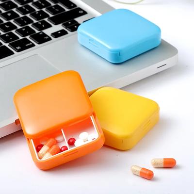 New Portable Mini Two-Grid Push-Pull Pill Box Dustproof Square Packing Sealed Storage Small Medicine Case Drug Tablet Container