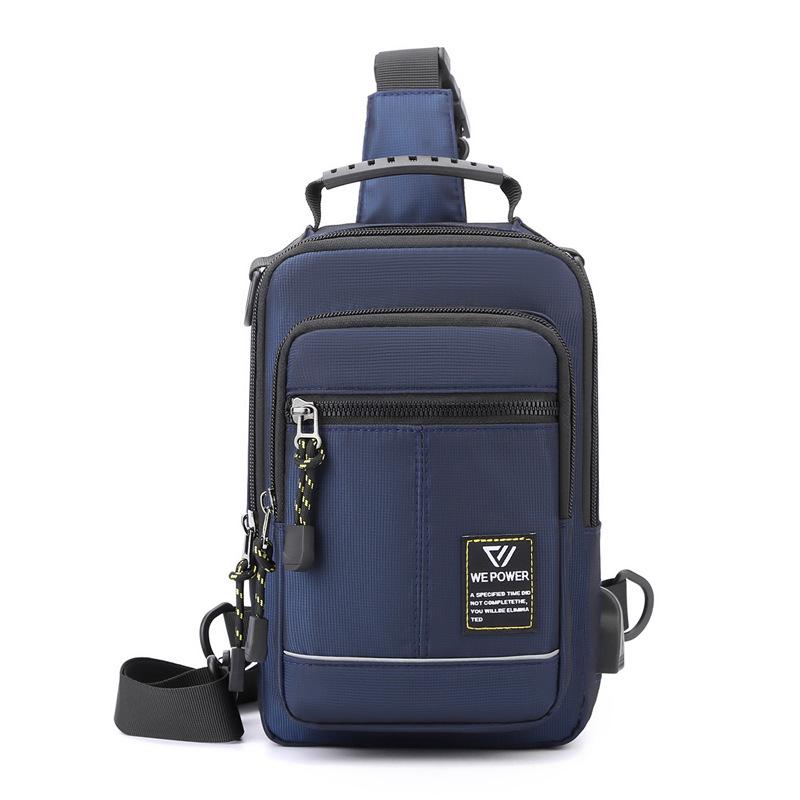 Geantă de umăr pentru bărbați, impermeabilă, USB, pentru bărbați, geantă pentru piept pentru bărbați, antifurt, scurtă de călătorie, pentru piept.