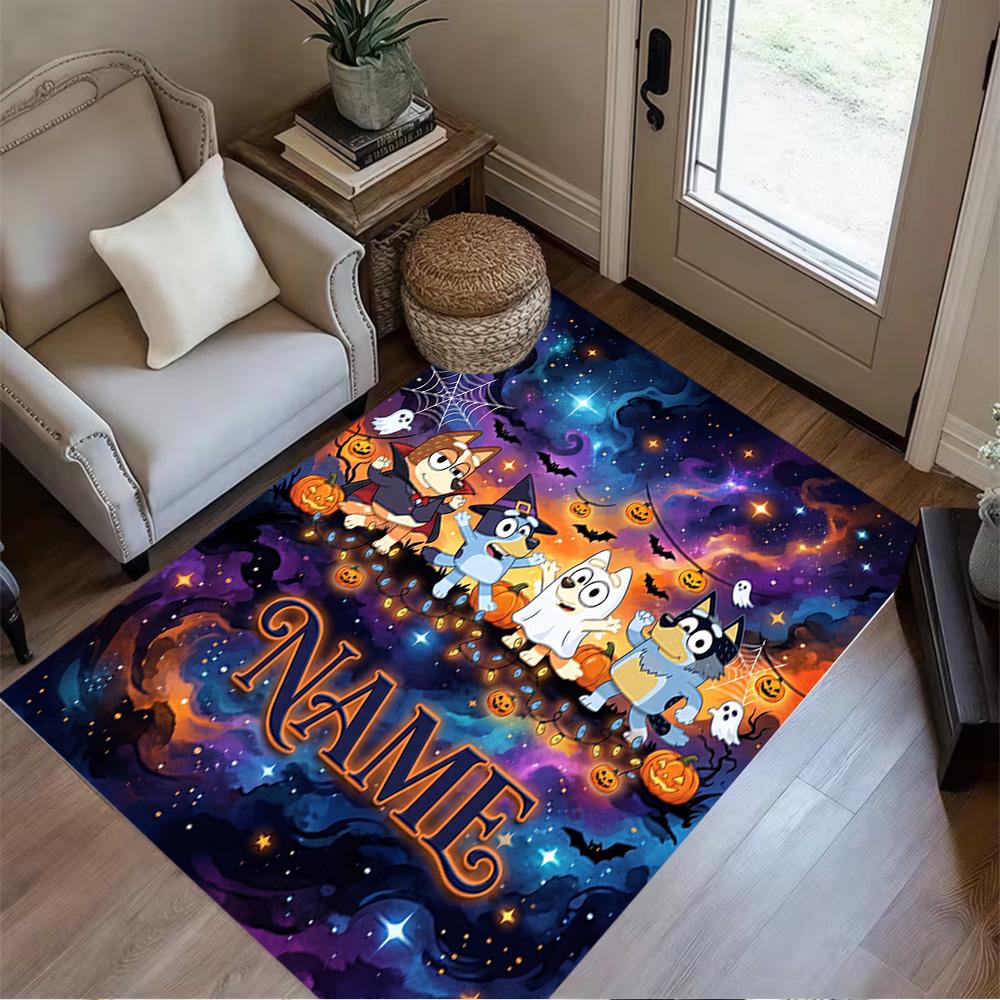Halloween Night Adventure Personalized Text Area Rug Perfect for Entryway Bedrooms Foyer Hallway Anti-slip Rug Office Home Decor