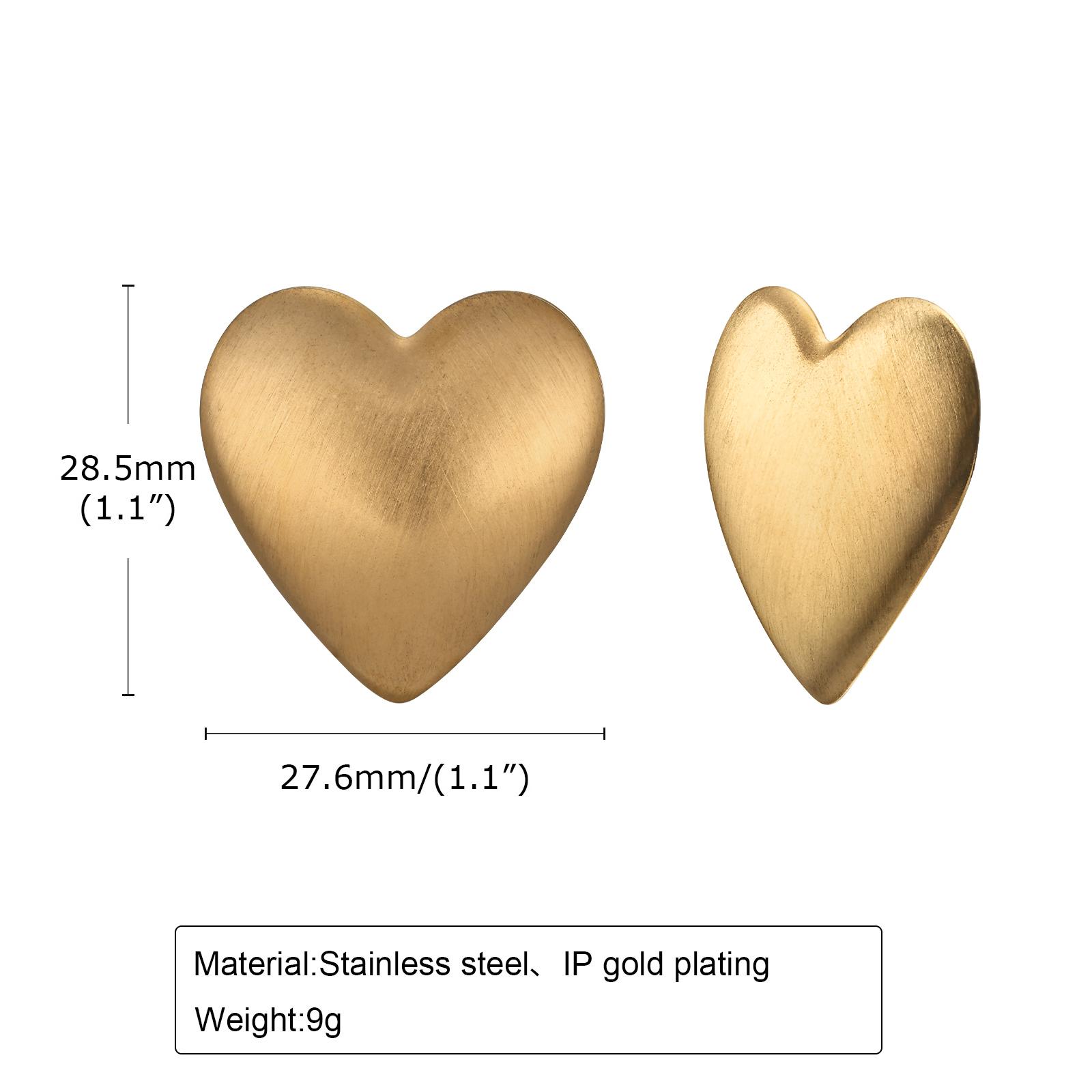 

Big Heart Love Stud Earrings for Women, Stainless Steel Matt Metal Waterproof Fashion Gold Plated Charm Gift