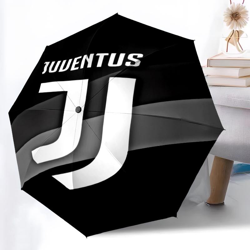 1 Stück Robuster Automatikschirm mit 8 Speichen, Juventus Fußballclub Schirm, Digitaldruck, Faltbarer Schirm für Unterwegs im Freien