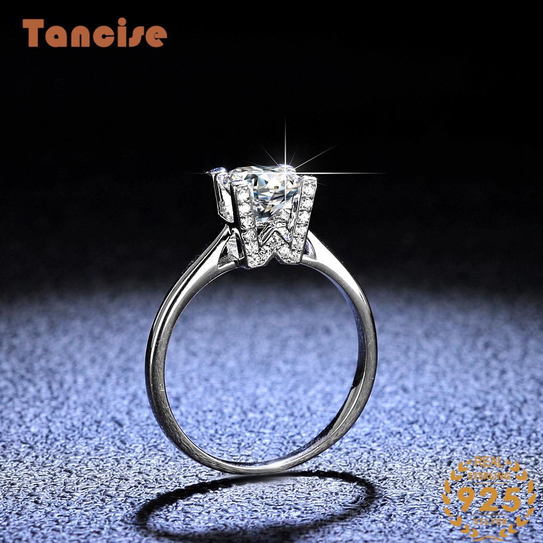 Tancise klassischer Moissanit-Silberring für Damen, Schmuck, Hochzeitsversprechen, Party-Geschenk_voghion.com
