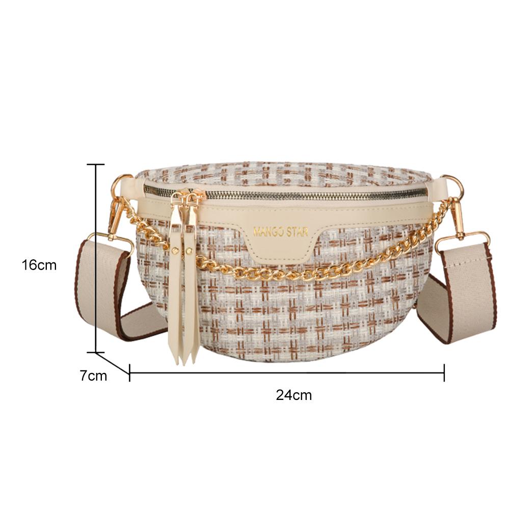 Casual Chest Bag 2025 Luxury Designer Women's Waist Bag Multi-pocket Street Fanny Pack PU Chest Bag Wide Strap Crossbody Bag