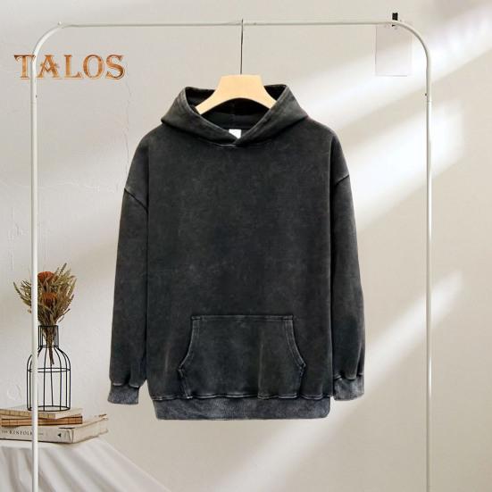 Winter Couple Hoodie Washed Retro Loose Hooded Pullover Long Sleeve Unisex Top Elastic Cuffs Thick Fall Spring Hoodie