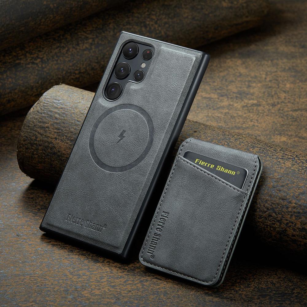 

Кожаный чехол для телефона Magsafe для Samsung Galaxy S24 S25 Ultra S22 Plus S23 FE с магнитным держателем и держателем для карт L025 Galaxy S23+