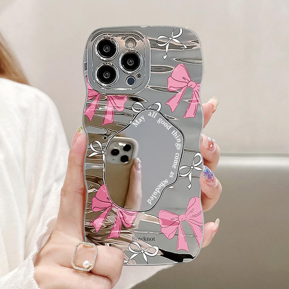 Mirror Phone Case for iPhone 16 11 13 14 for 16 Pro 12 13 15 16 Pro Max for Samsung A15 A16 A35 A55 Cute Cloud Flower Puppy Electroplated Phone Case