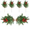 Buchet Artificial de Crăciun Simulare Plantă Verde 49Cm Ac de Pin de Crăciun Decor Acasă Buchet Fructe Roșii Cedru