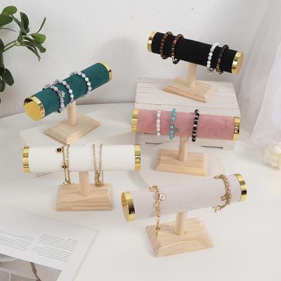 Suport vertical tip T pentru brățări bijuterii, organizator tip turn pentru benzi de păr, scrunchies, etajeră de masă pentru expunere