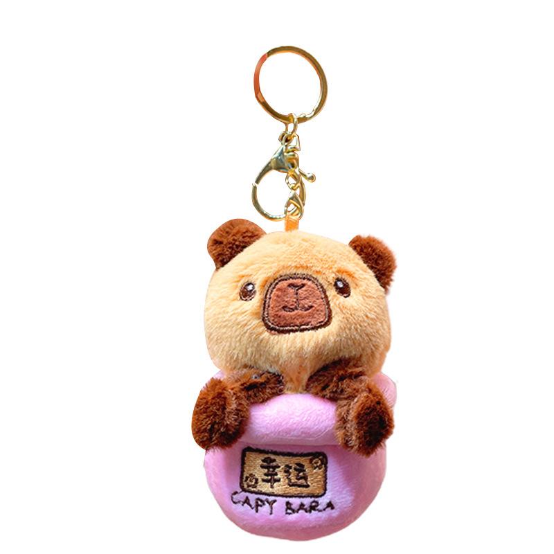 Bär Capybara Plüschtier Auto Schlüsselanhänger Niedliche Cartoon Tiere Puppe Kreative Mode Schultasche Anhänger Paar Accessoires