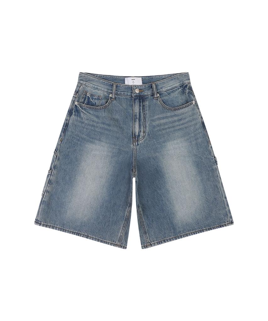 LAB101 Carpenter Tinwash Bermuda Denim Pants (Mid Blue)
