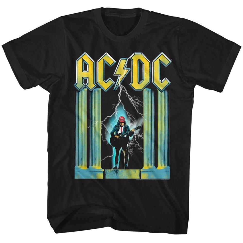 AC/DC T-Shirt Lightning Guitarist Pillars Black Tee Unisex T-Shirt M
