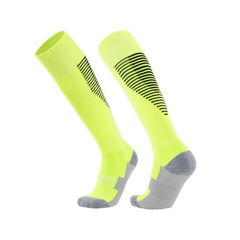 Colorful Terry Bottom Anti-Slip Over-the-Calf Breathable Football Socks for Adults