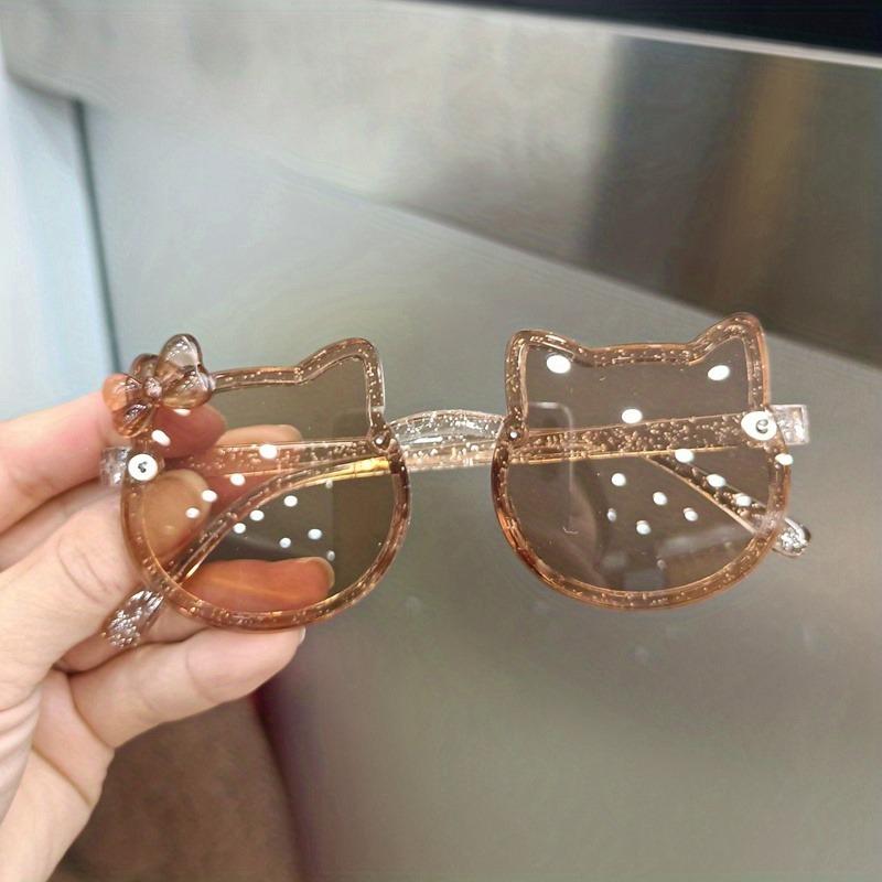 Children's Fashion Trendy Glasses Baby Girl Cute Cat Ear Cartoon Glasses Trendy  New Beach Glasses Travel Decoration Glasses