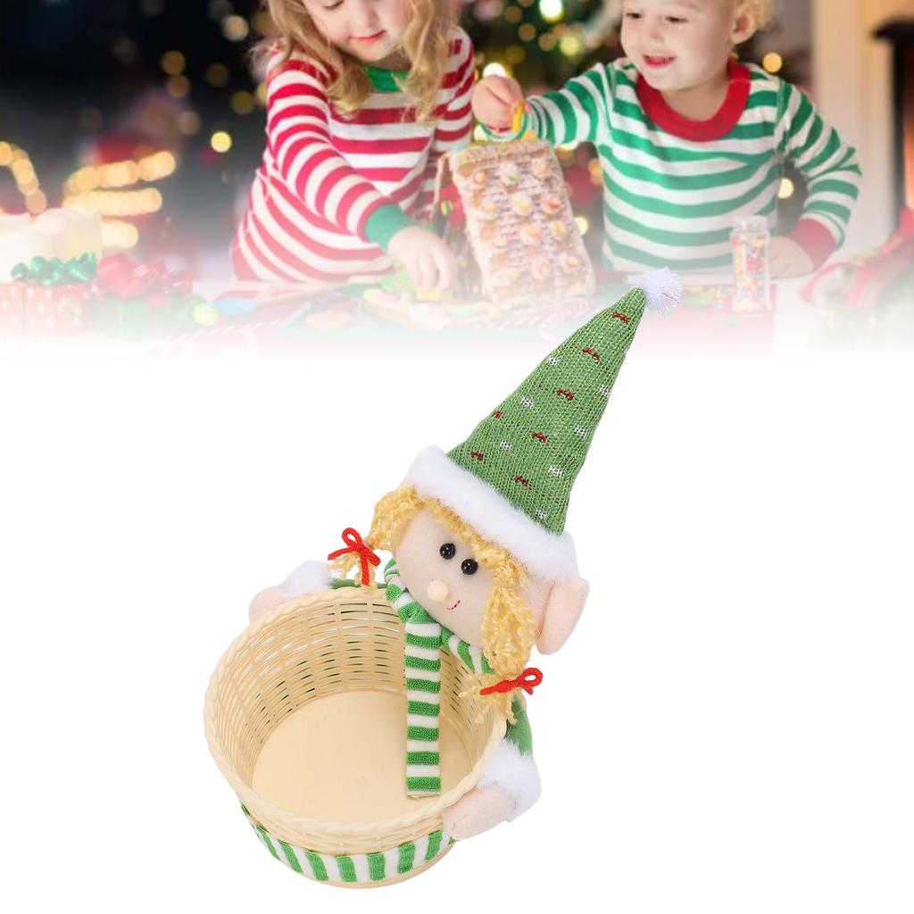 Xmas Basket Dish Bowl Xmas Snack Dried Fruits Nuts Storage Holder for Table Desk Decoration