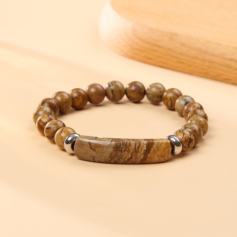 Braccialetto con Perline di Cristallo di Agata Geometrica con Design Artigianale per Accessorio Moda Unisex