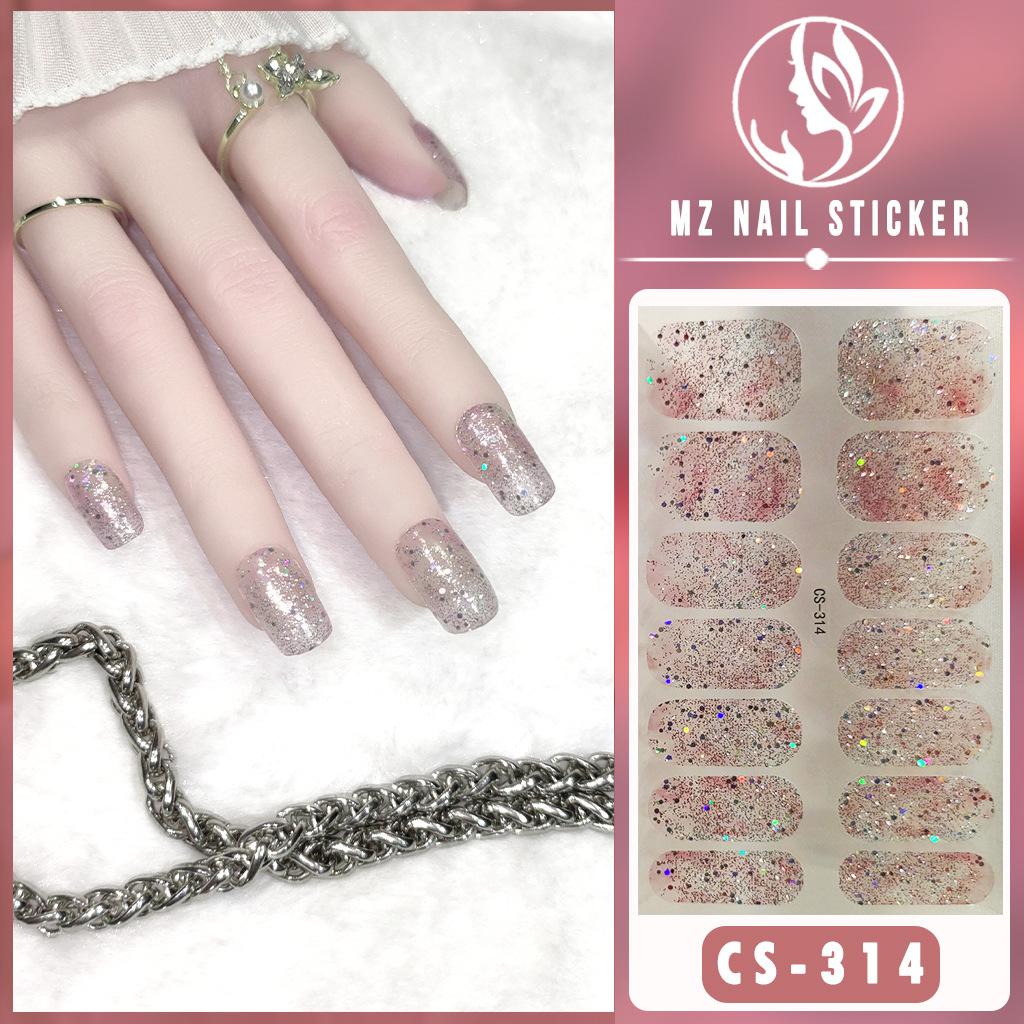 CS Color Green Onion Powder Four-color All-Green Onion No-Bake Gel Nail Polish Film All Ice Flash Nail Polish Film Paper Nail Nail Sticker